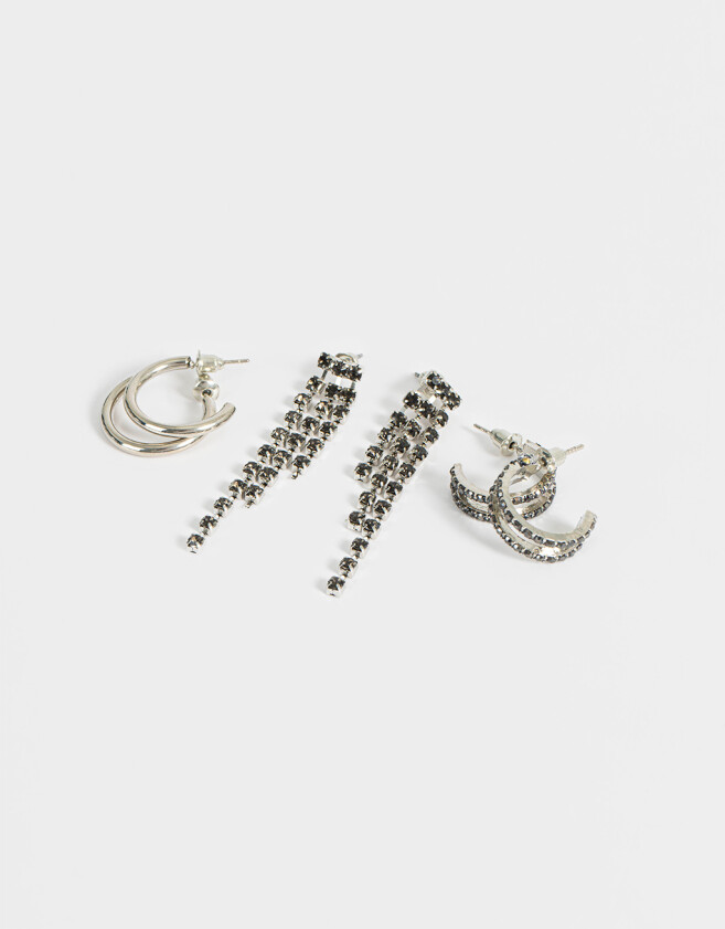 Aros Sets Con strass Set De Aros Con Strass - Plateado