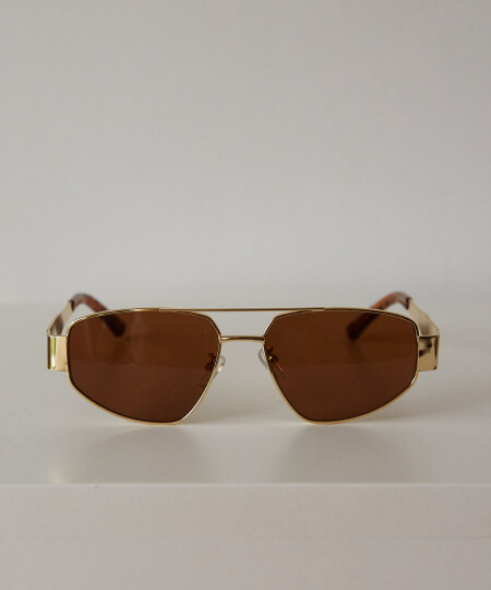 METAL TRIANGLE SUNNIES GOLD/BROWN
