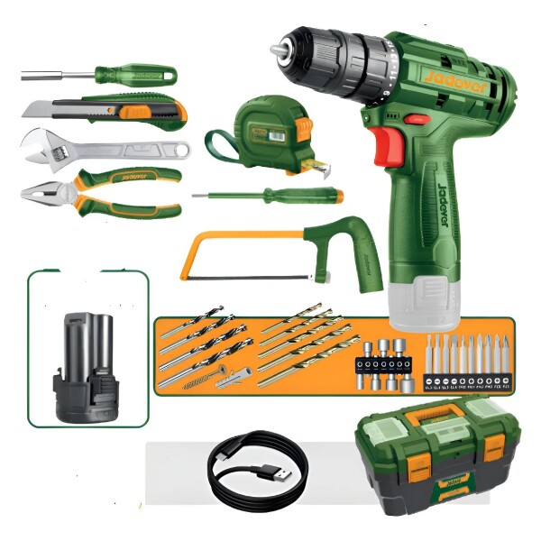 Kit de Herramientas para el Hogar con Taladro Inalámbrico Jadever 12V y Maletín Kit de Herramientas para el Hogar con Taladro Inalámbrico Jadever 12V y Maletín