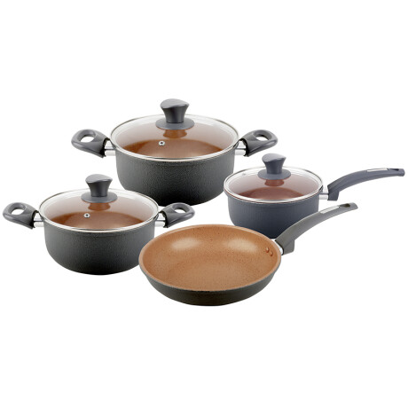 Batería De Cocina CUORI Bronzi Siete Piezas Acero Inóxidable - Gris Batería De Cocina CUORI Bronzi Siete Piezas Acero Inóxidable - Gris