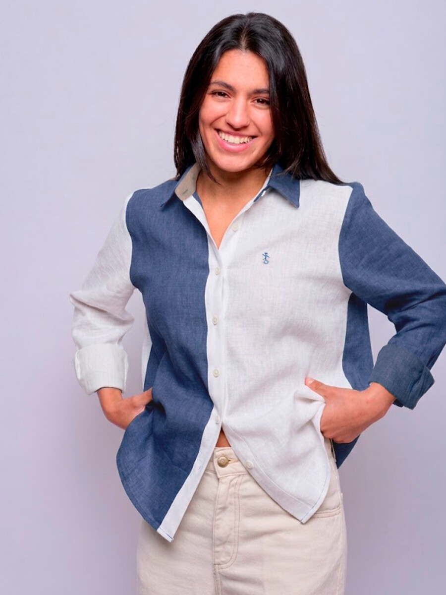Camisa Suspiro - Combinada Celeste y Blanco 