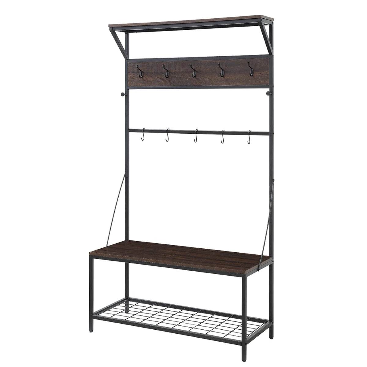 PERCHERO C/ESTANTES Y ZAPATERA METAL 99X40X181CM 