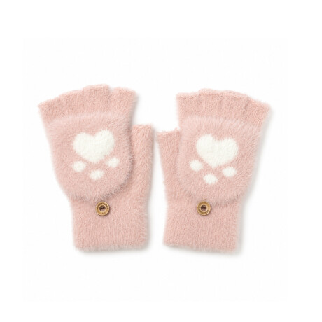Mitones guantes peluche peludito Huella Rosado
