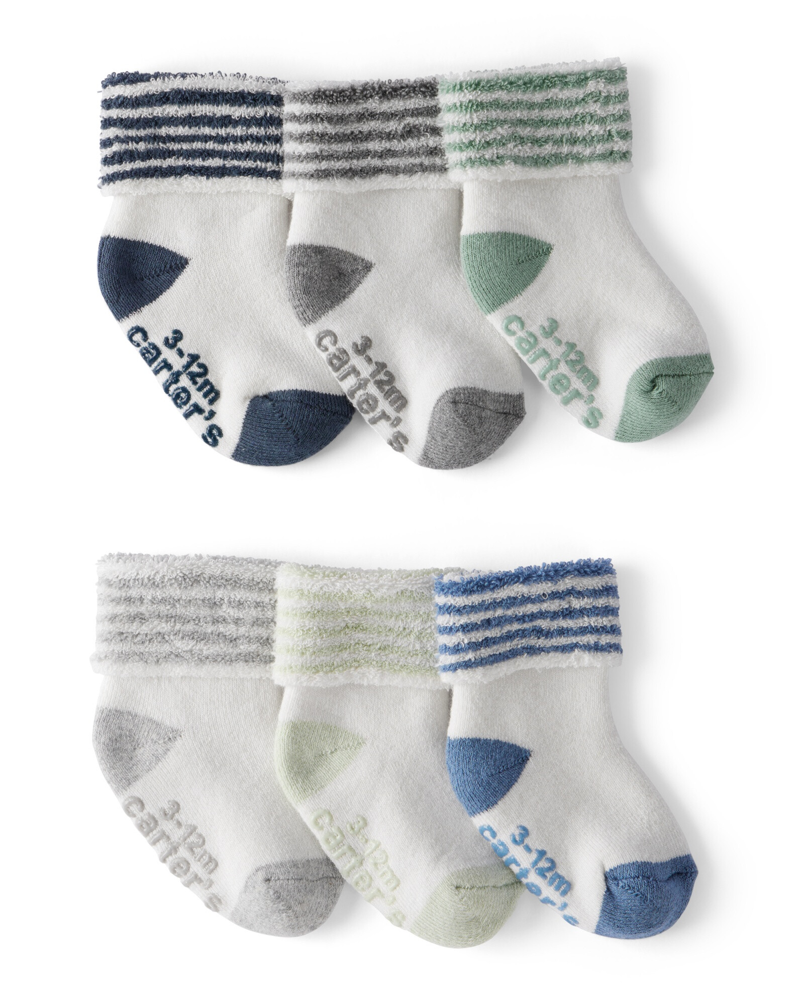 Pack seis pares de medias de algodón, con puños Pack seis pares de medias de algodón, con puños