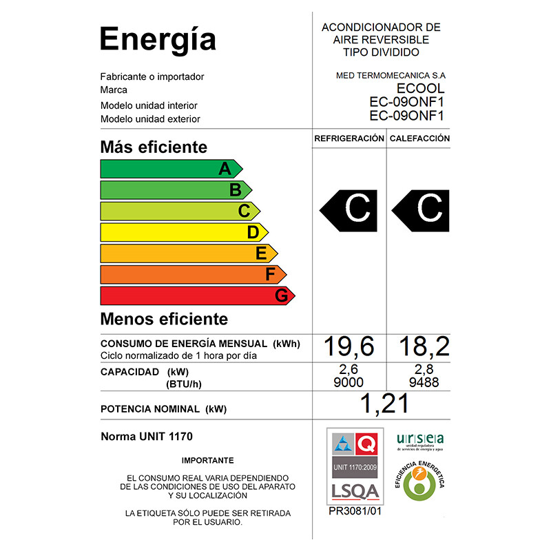 Aire Acondicionado 9000 BTU Frío/Calor Aire Acondicionado 9000 BTU Frío/Calor