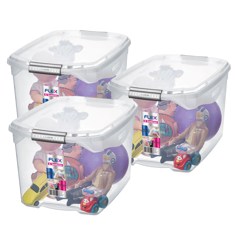 Set x3 Caja organizadora 29 lts TRANSPARENTE