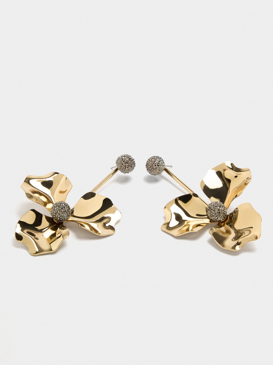 Pendientes Largos Con Flor dorado