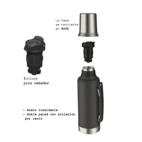 Termo 1.2lts c/tapa Mate Ac. inox Doble Pared Pico Cebador Termo 1.2lts C/tapa Mate Ac. Inox Doble Pared Pico Cebador