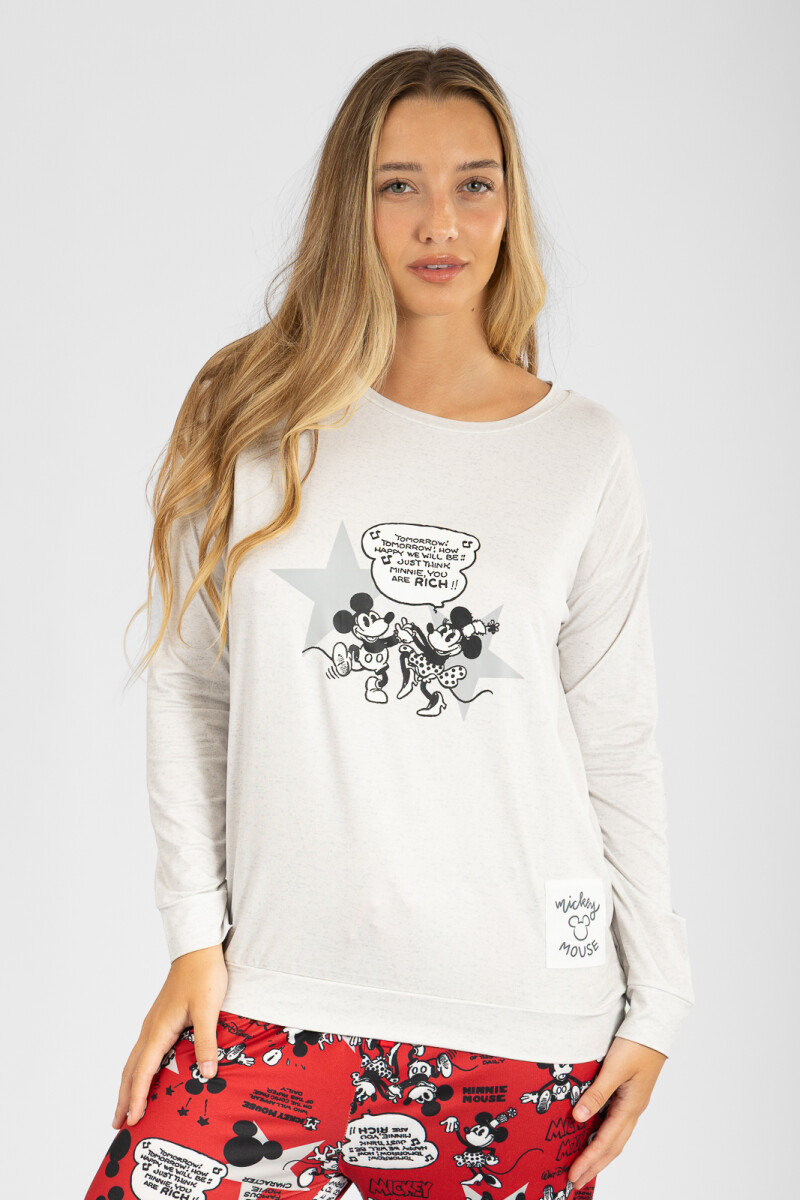 Pijama mickey illustration Gris melange