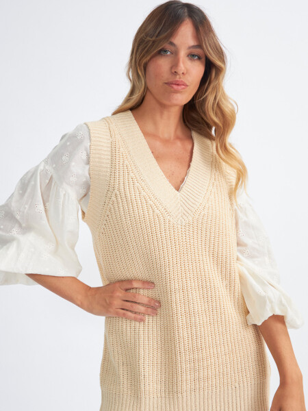 Chaleco de punto largo Beige