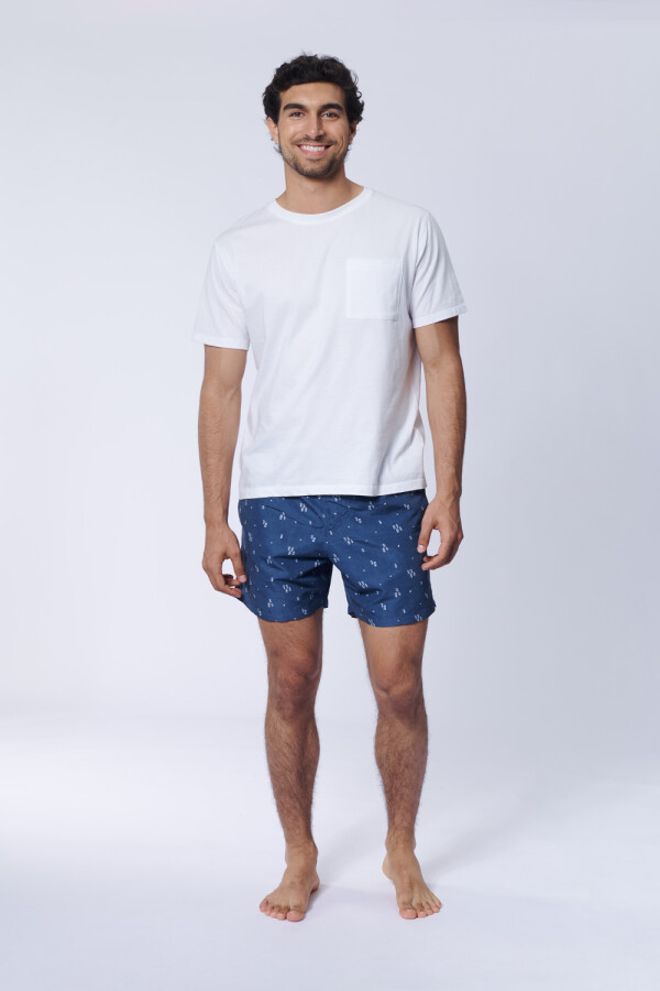 Short de baño Estampa Etnico Azul