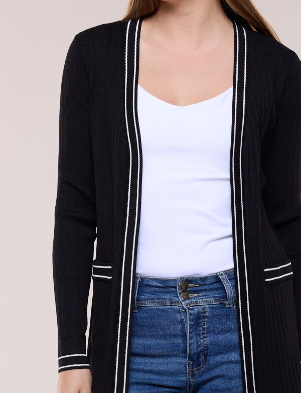 Cardigan Ribete NEGRO