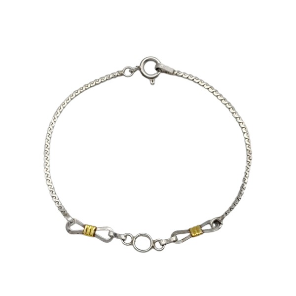 Pulsera Moño-Plata y Oro-Sin Piedra-PU5115 sinpiedra