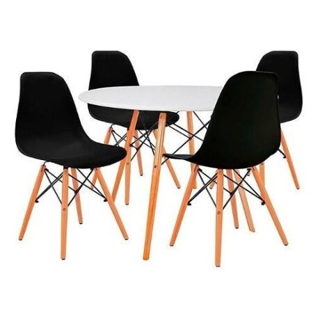 Juego de comedor Con Mesa Circular de 120cm + 4 sillas Eames Blanco