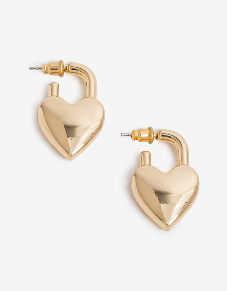 Aros Argollas Metal Aros Corazón Metal. - Dorado