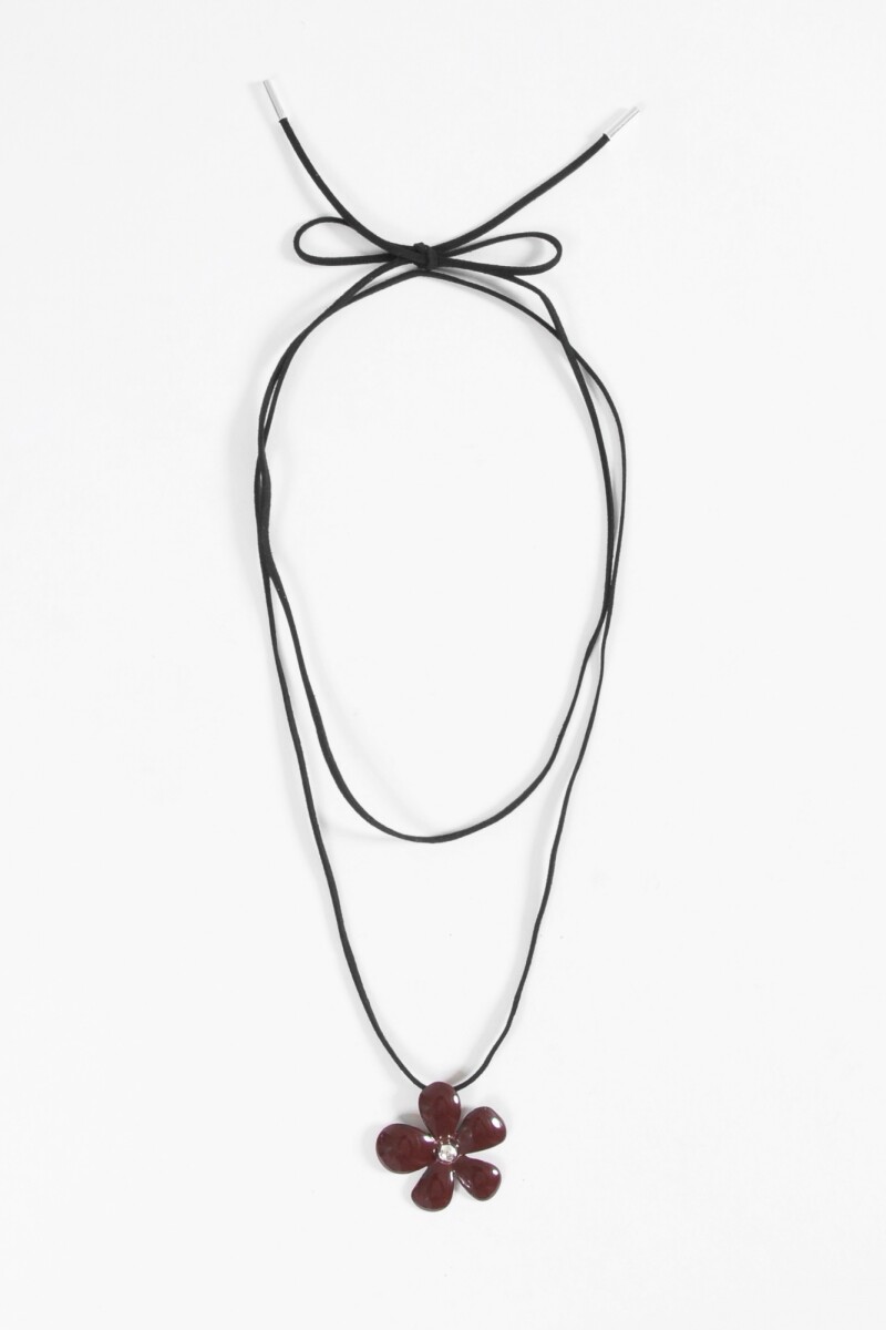 Collar cordón dije flor plateado