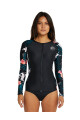 Bahia Front Zip Rash Vest · Manga Larga Hibisco Negro