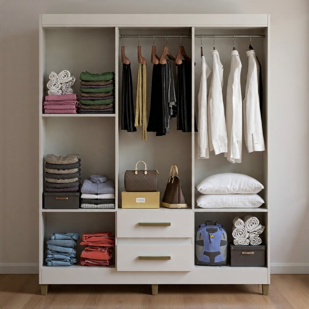 ROPERO 6 PUERTAS 2 CAJONES GUARDARROPA ARMARIO CLÓSET PLACARD BLANCO