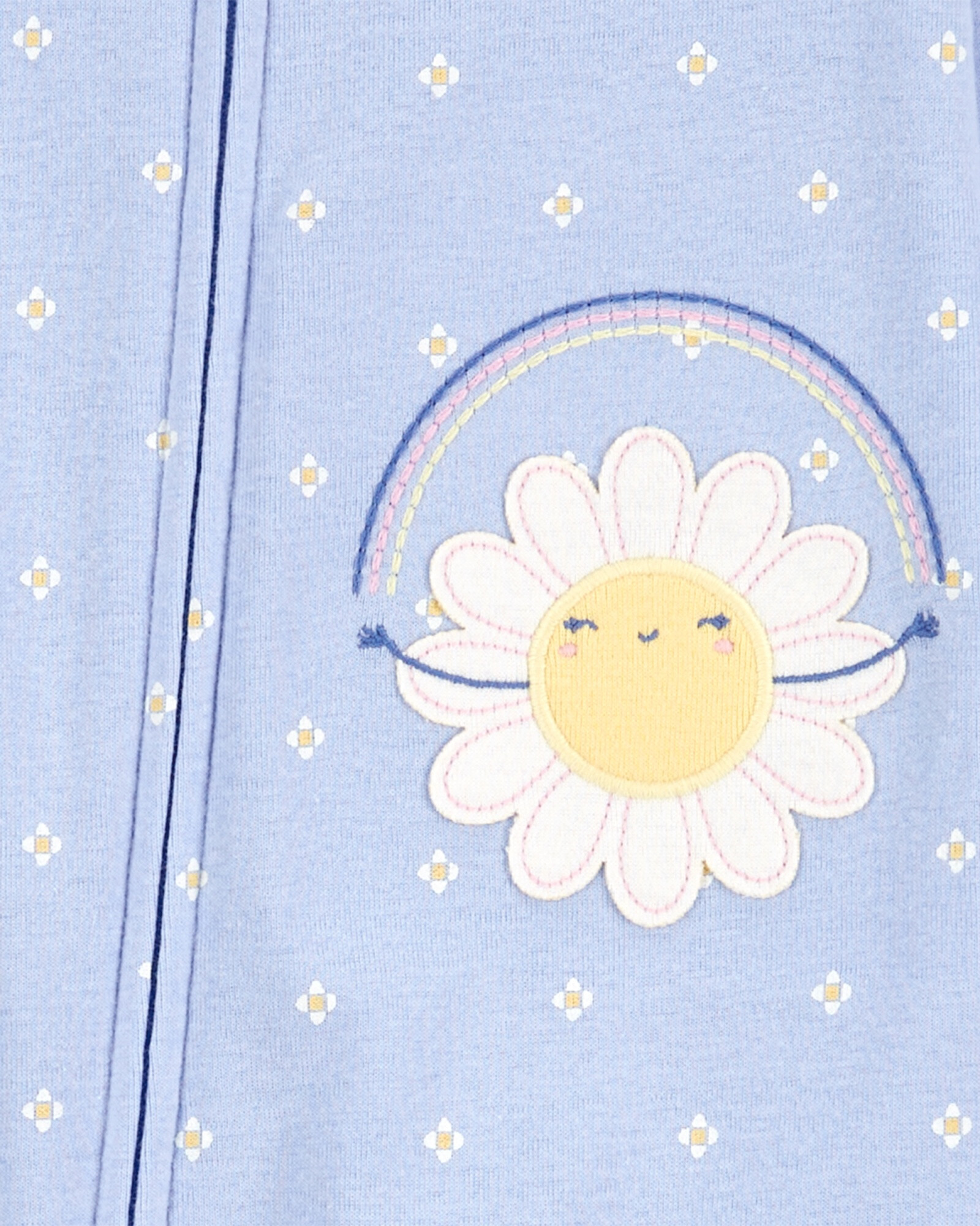 Pijama una pieza de algodón con pie diseño margaritas Sin color