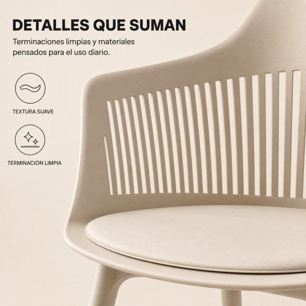 Silla Comedor X4 Cocina Aurora Marcela Nórdica Apoyabrazos Beige 1