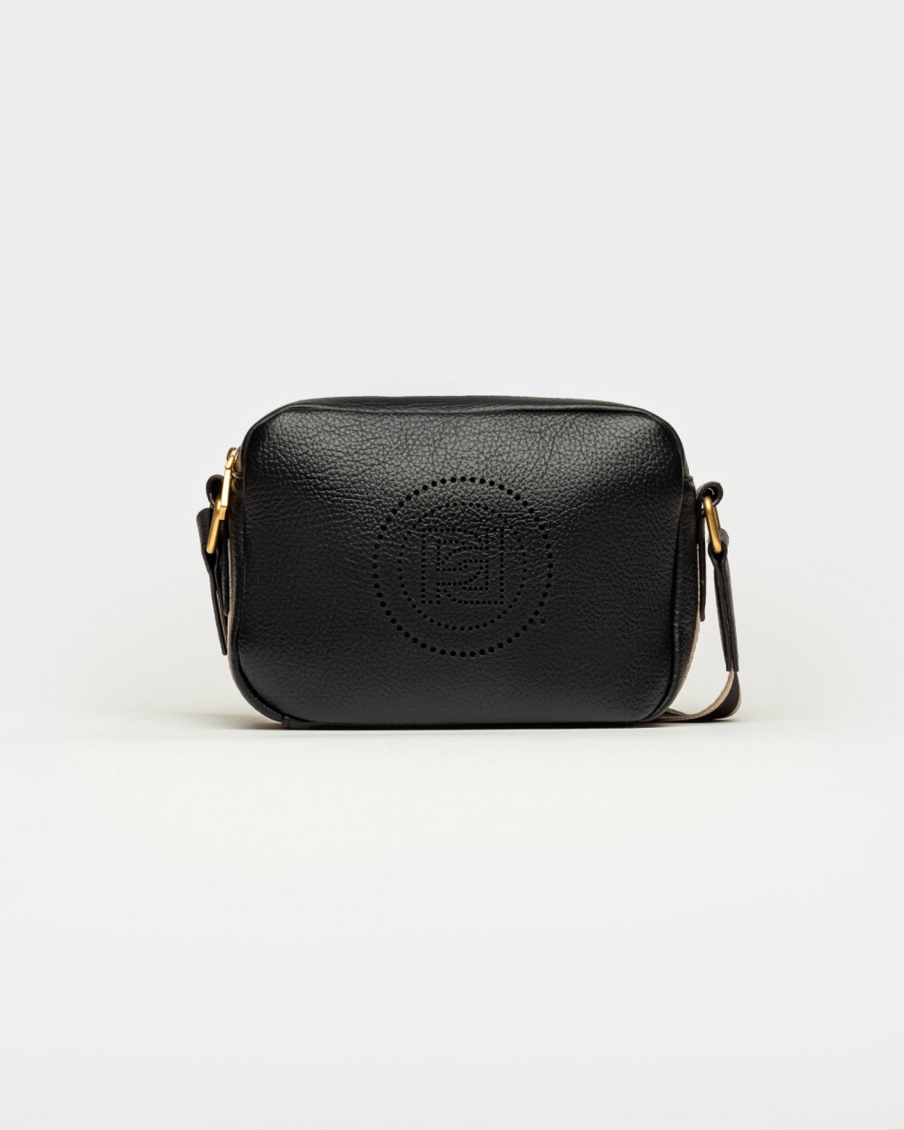 Bandolera Key en efecto cuero graneado Negro