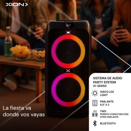 parlante recargable 6,5"x2 COLOR UNICO