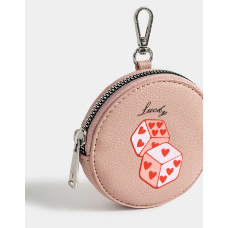 Monedero Cuerina Estampado Rosa Viejo