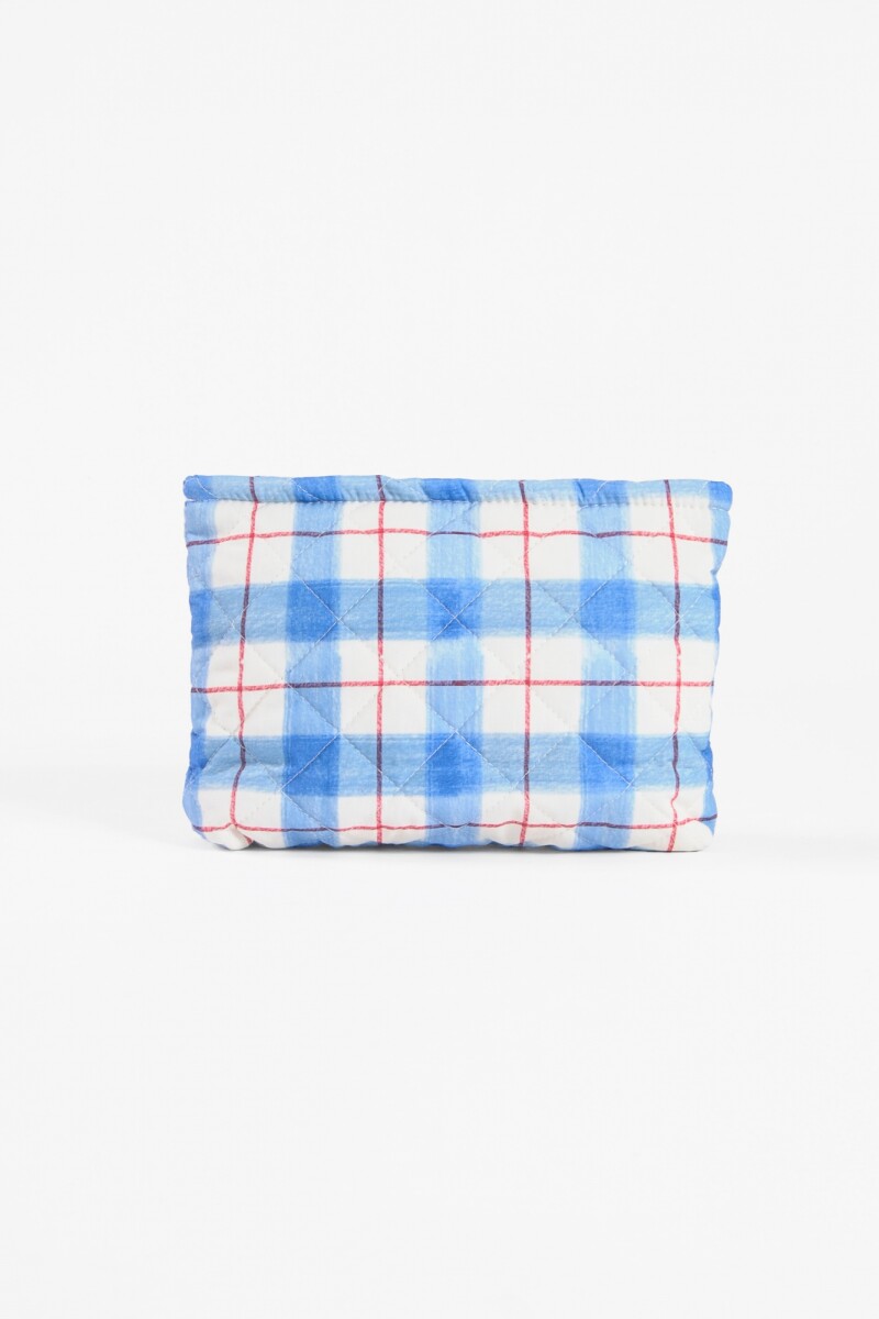 Estuche cuadrillé celeste