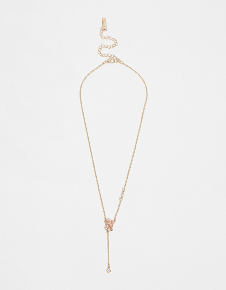 Collares Cortos Strass Collar Con Dije De Flor - Dorado