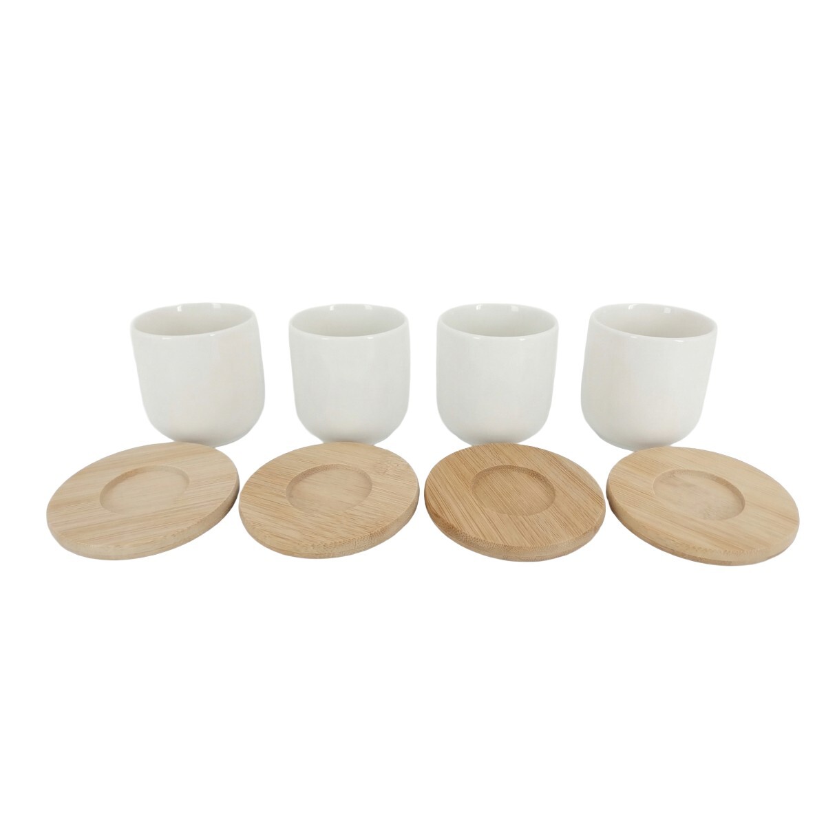 SET DE TAZA CERAMICA C/BASE BAMBU 4PZAS 