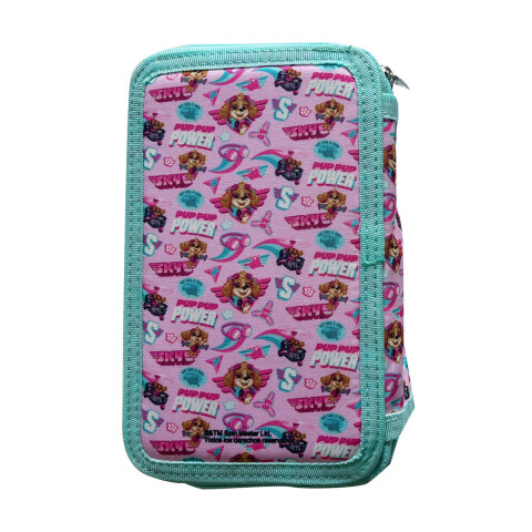 Cartuchera Infantil Paw Patrol 3 Pisos con Cierre 13 x 20 cm TURQUESA