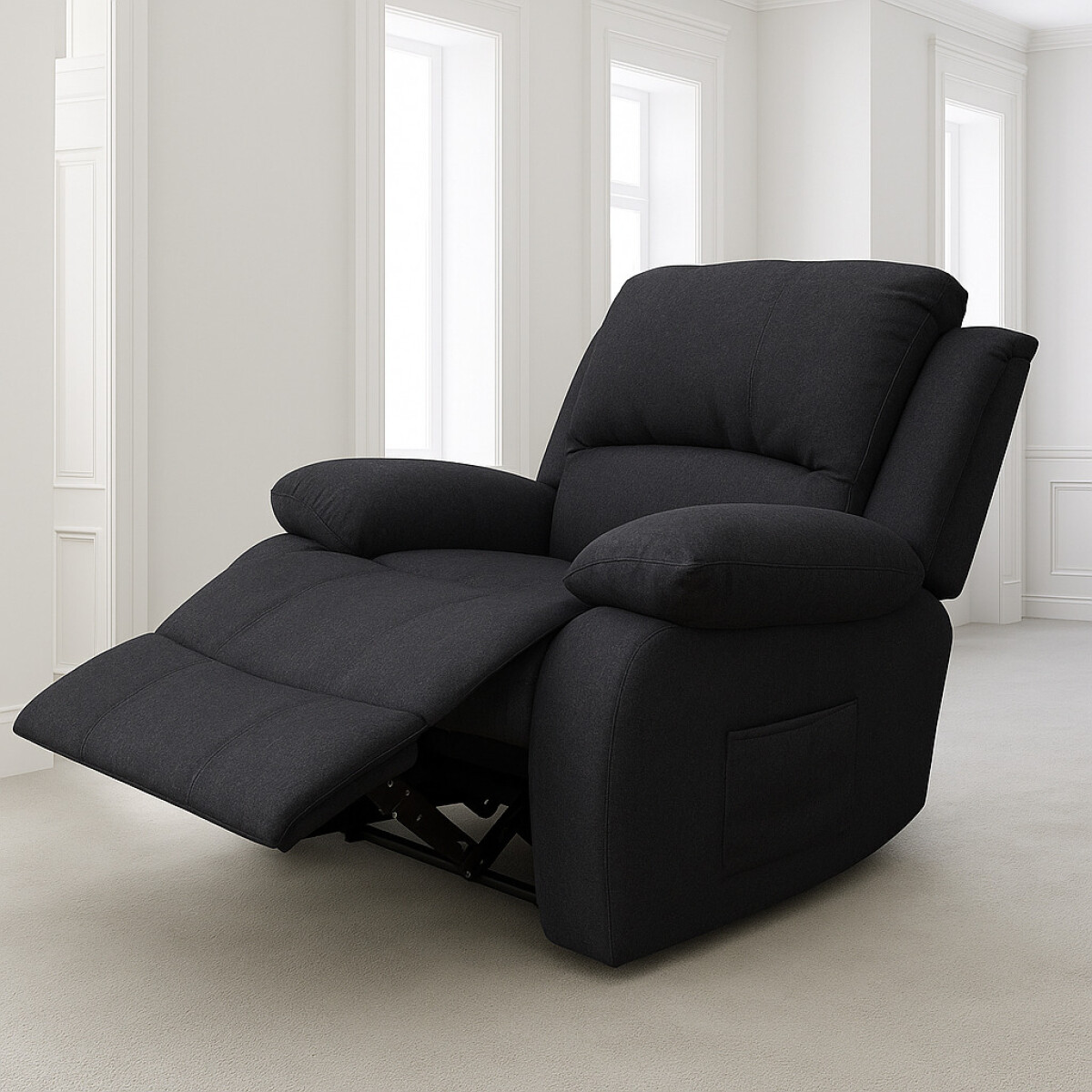 Sofá Sillón Poltrona Reclinable Masajeador Calor Electrico - Color Negro Tela 