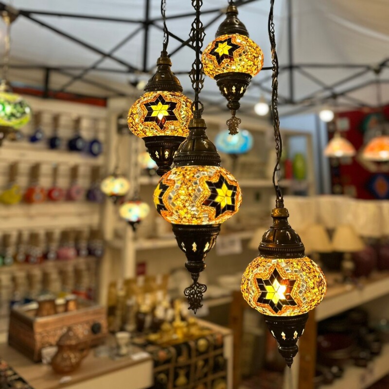 ARAÑA VITRAUX 4 LUCES TM12 Amarillo