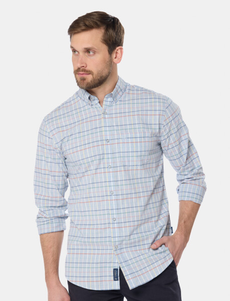 CAMISA A CUADROS Celeste
