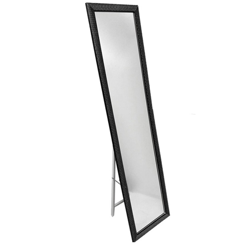 Espejo con Pie de Metal y Marco Texturizado 152x42cm Negro/Dorado