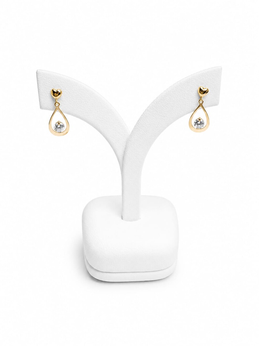 Caravanas pendientes gota con Zirconia en Oro 18kt 
