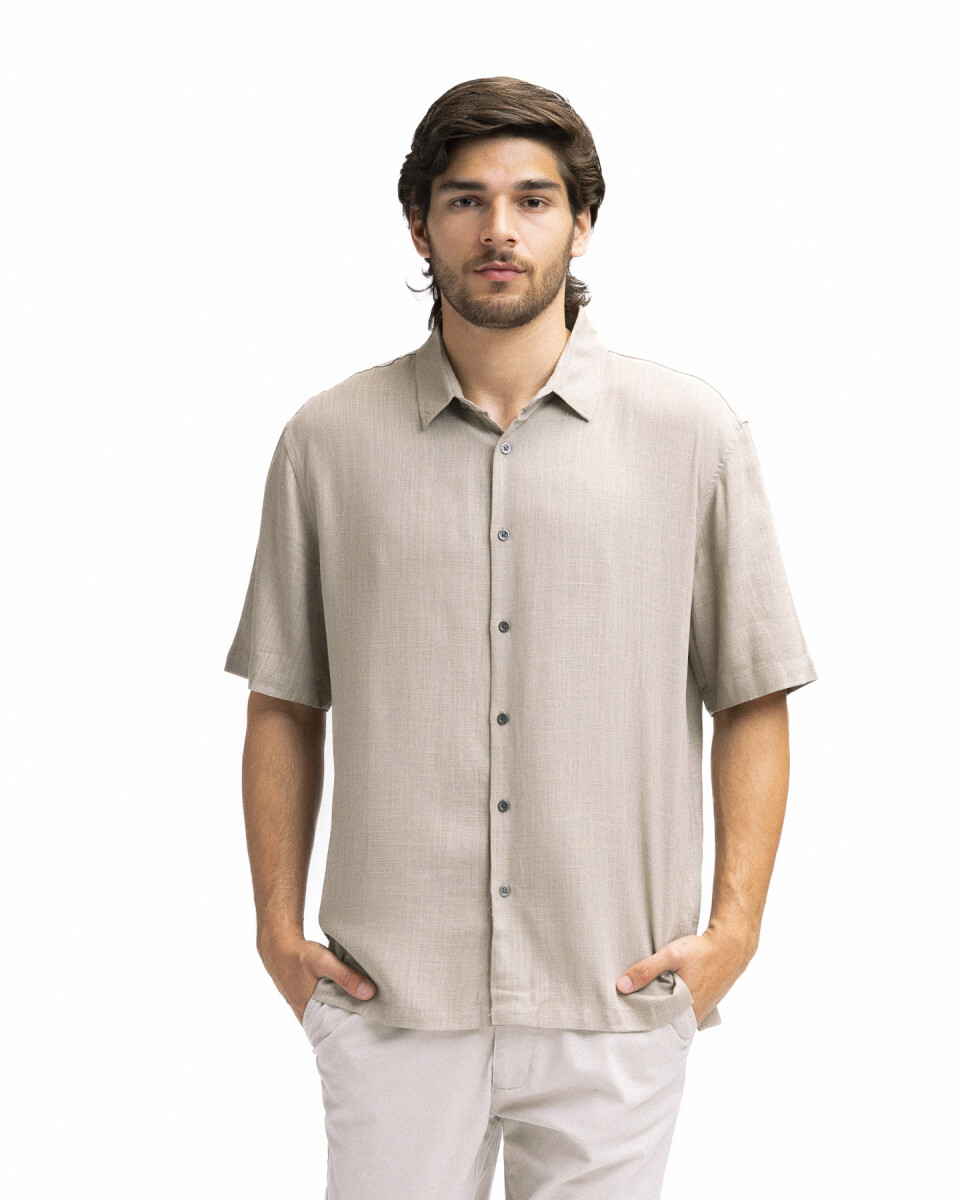 Camisa Manga Corta Hawaii - Beige 