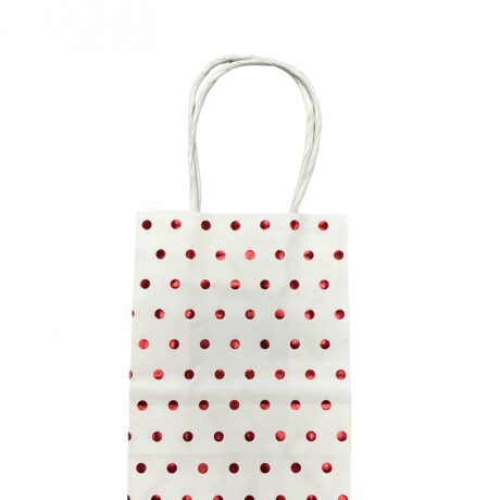 Bolsa con Asa N°2 21x15x8 Blanco con Lunares Rojo