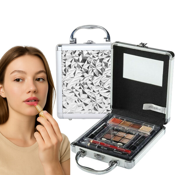Valija De Maquillaje Chica Con Cosmeticos Incluidos Plateado