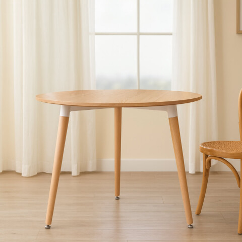 Mesa Eames Redonda de Madera para Comedor o Exterior Mesa Eames Redonda de Madera para Comedor o Exterior
