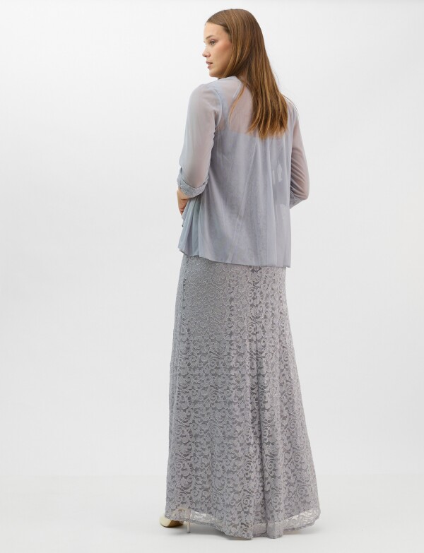 Conjunto Dos Piezas Tul Bordado GRIS