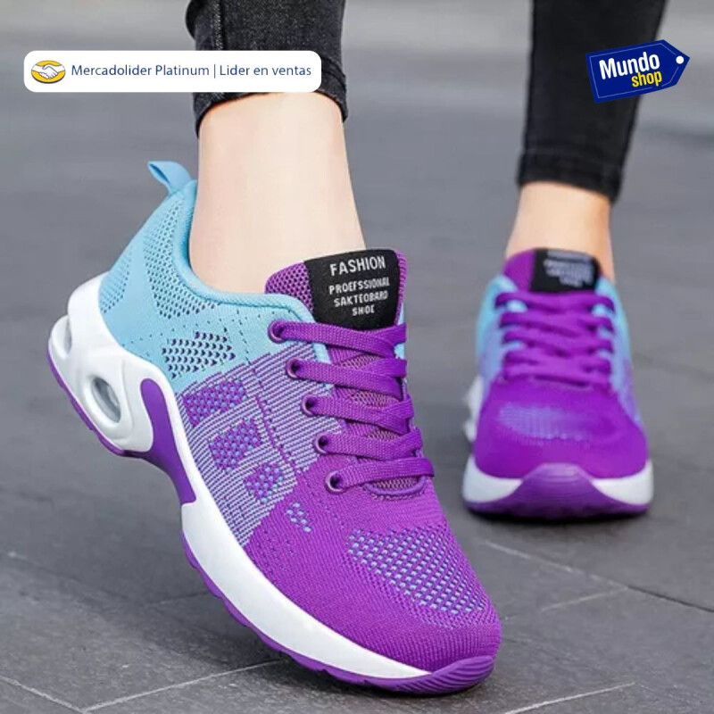 Championes De Dama Calzado Sport Gran Comodidad Running Violeta