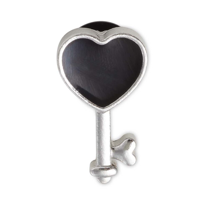 Jibbitz Silver and Black Heart Key Multicolor