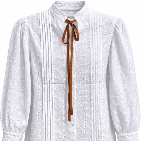 Blusa Broderie Con Lazo Marron