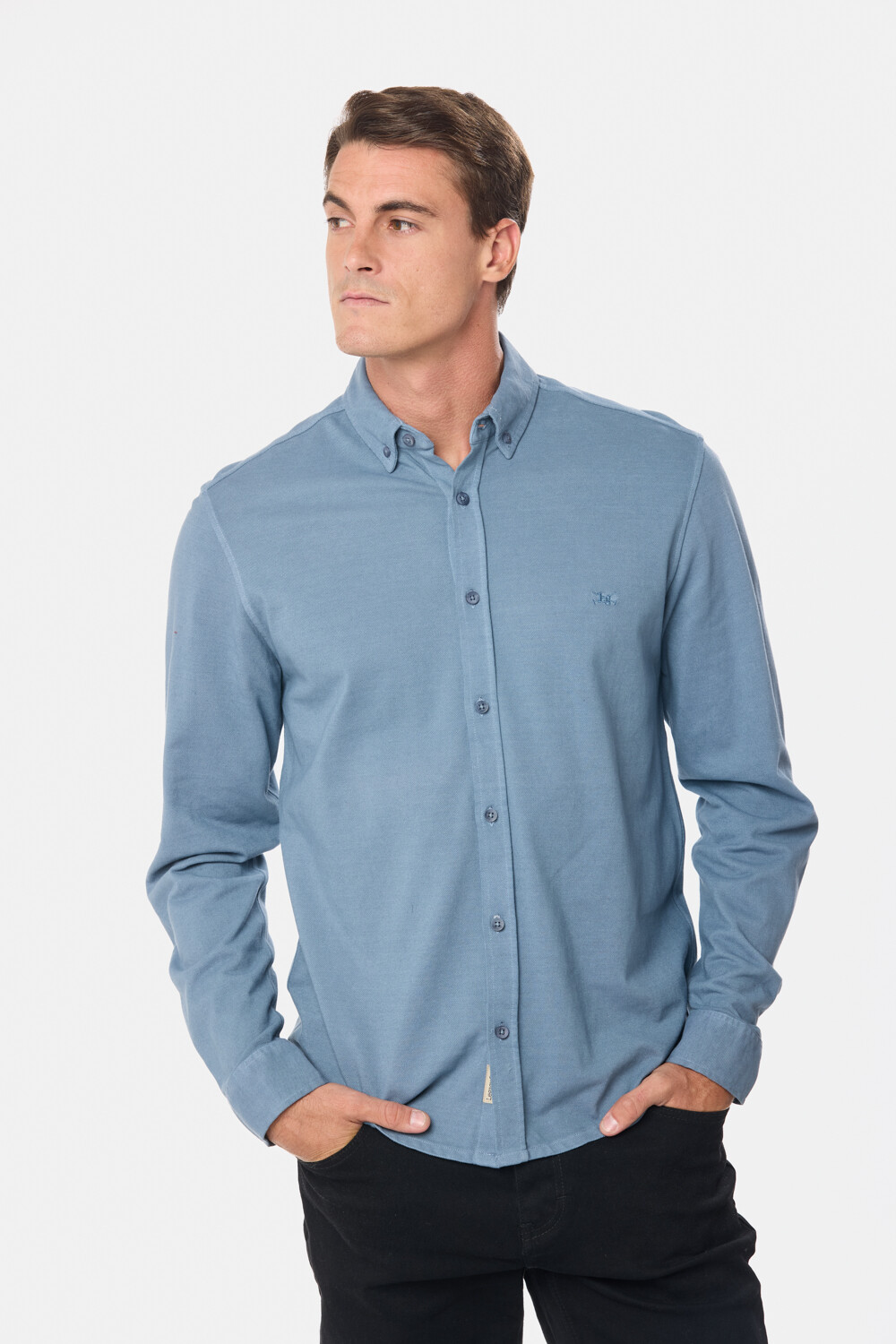 CAMISA PIQUE LISA MANGA LARGA Piedra