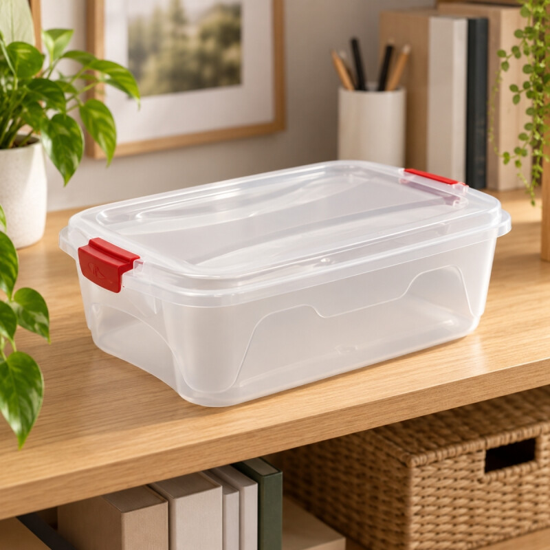 Caja organizadora 10 lts de plástico reforzada TRANSPARENTE