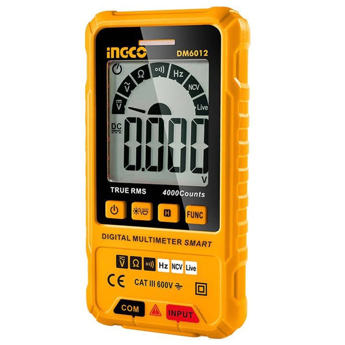 Tester multímetro digital Ingco con detector de corriente y linterna 