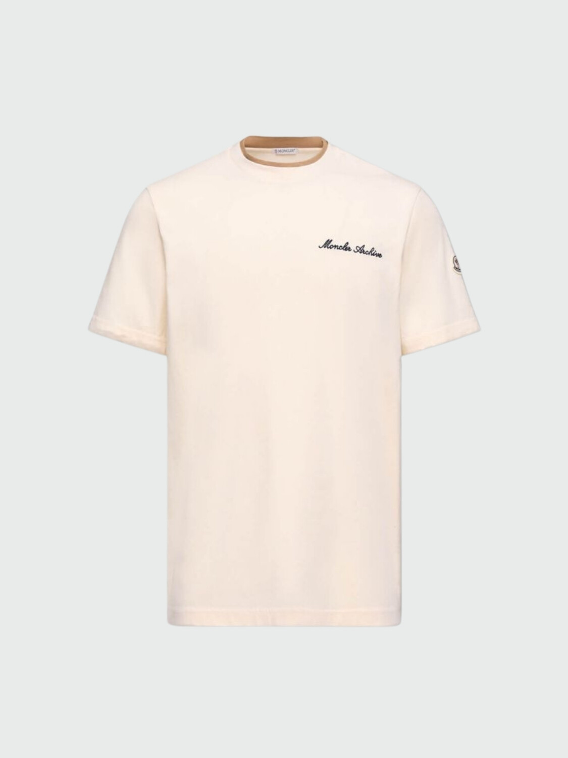 MONCLER - Remera de Algodón con Logo Beige