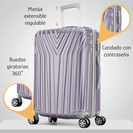 Valija Grande Rígida 4 Ruedas 360° Manija Lateral Candado Lila