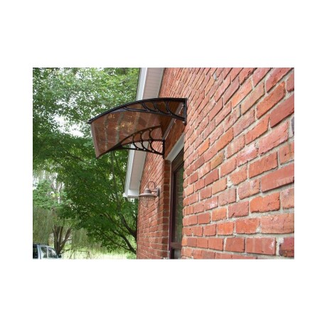 Alero Policarbonato Transparente Y Soporte Negro 1.0 X 0.8 M Bronce